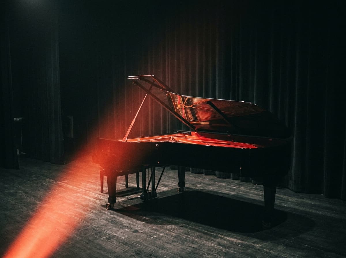 Flügel auf der Bühne für Live-Gesang mit Klavierbegleitung