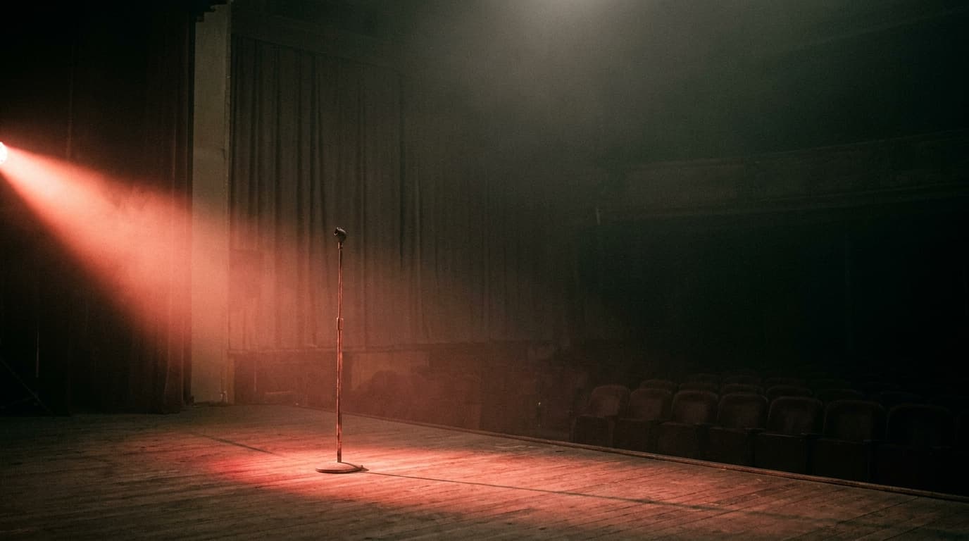 Leere Bühne mit Spotlight — bereit für den Auftritt